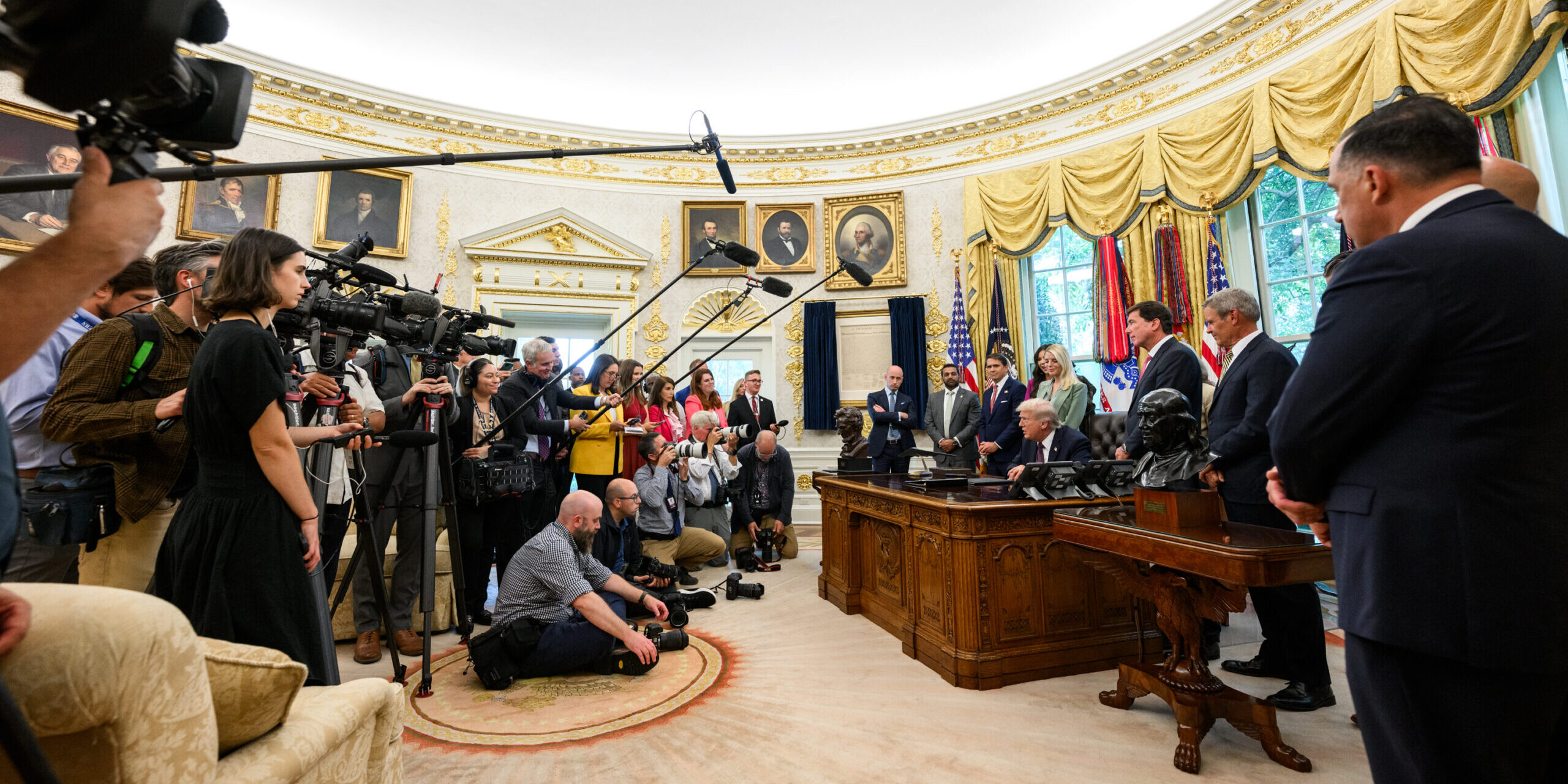 Trump DOJ Hits Back at Corporate Media Lawsuit Against White House Bans: ‘Access is a Privilege, Not a Right.’ Trump press media scaled e1790007272703 1
