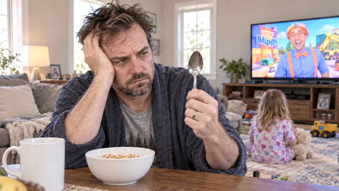 Man Prepares To Perform Self-Lobotomy With Cereal Spoon After Daughter Discovers 'Blippi' ad3ed