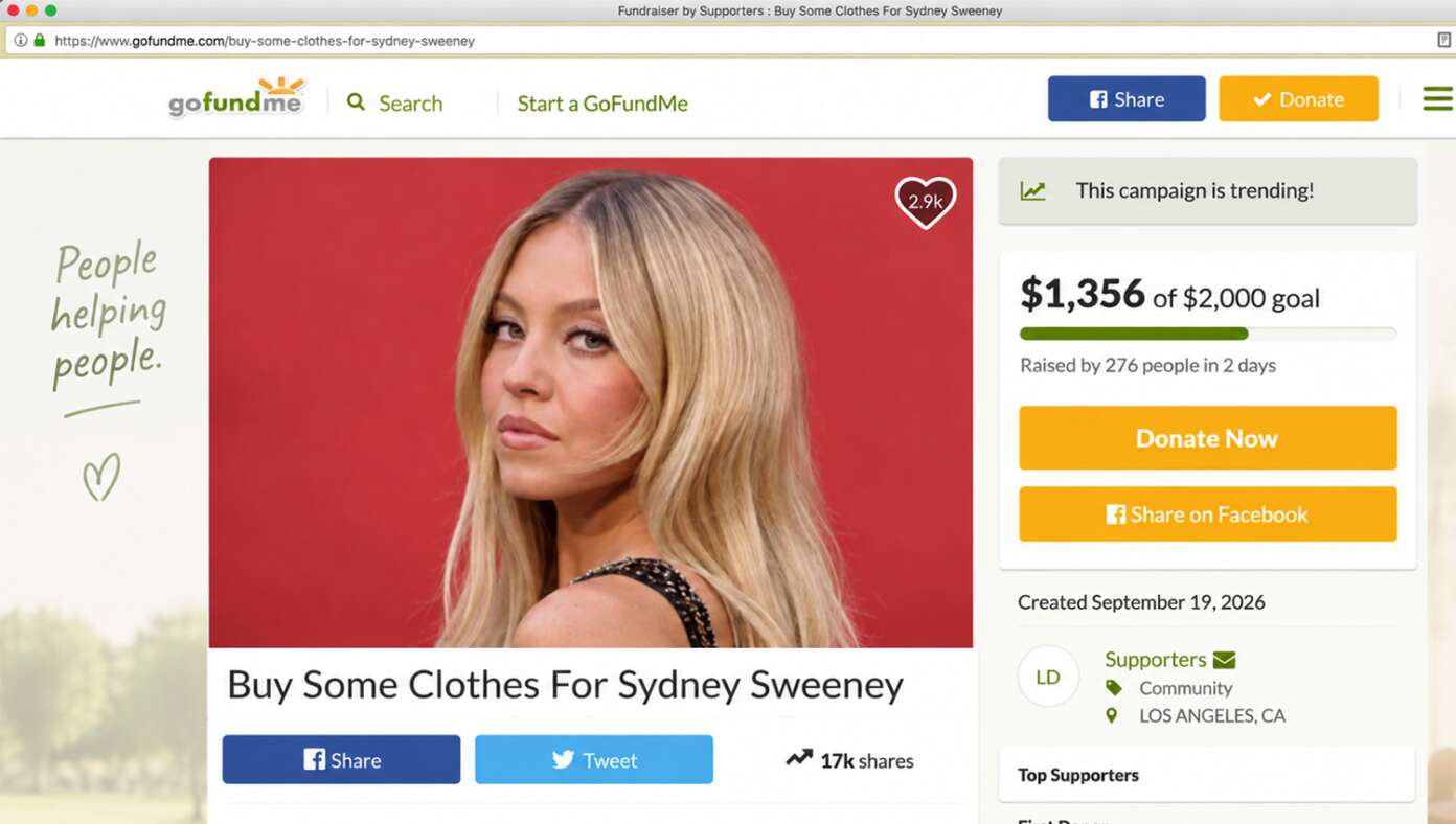 Concerned Citizens Launch GoFundMe Launched To Help Sydney Sweeney Buy Some Clothes b457889