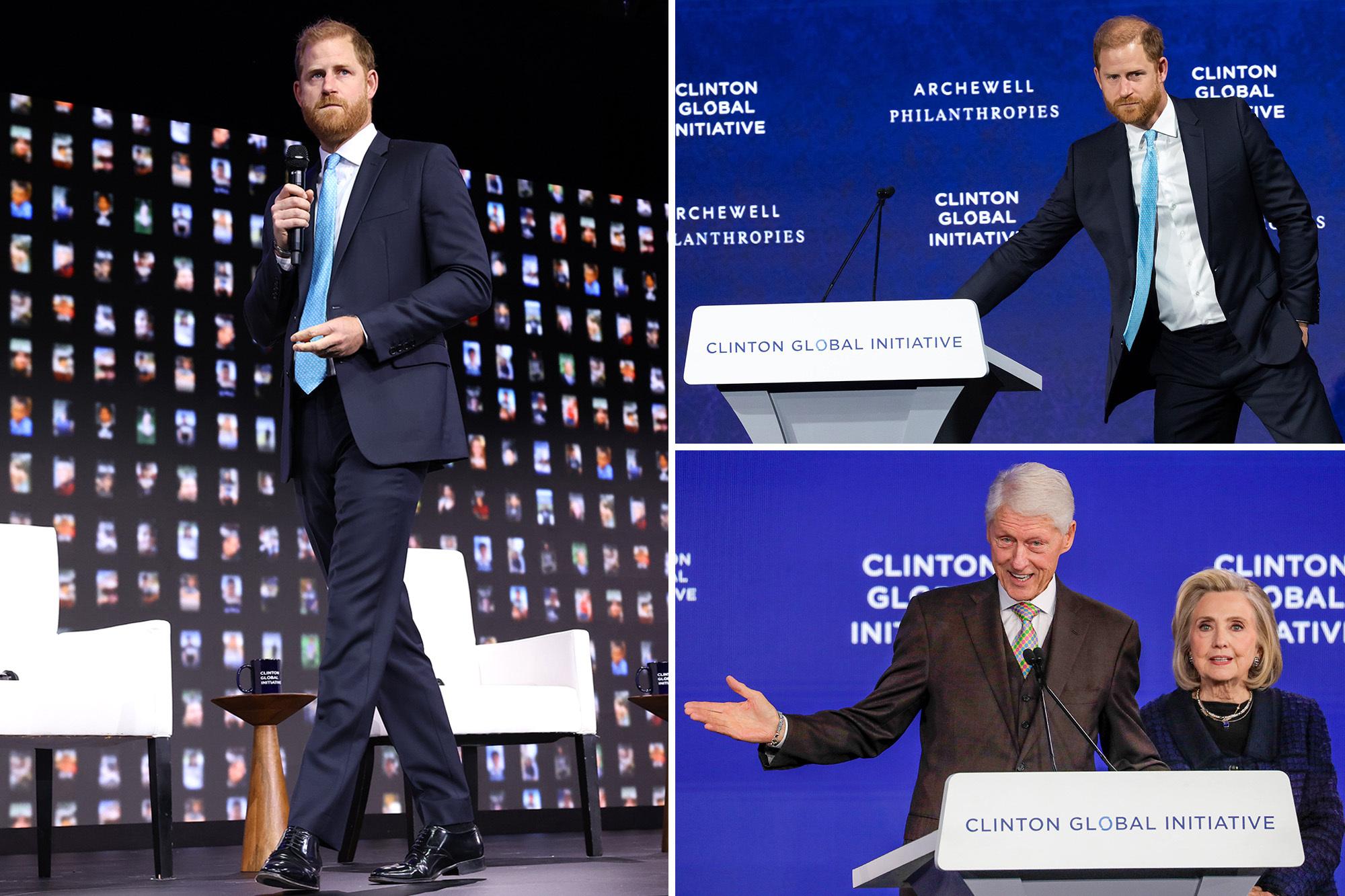 Prince Harry returns to the US to cozy up the Clintons and warn of AI — only to be forced offstage comp 2296756321