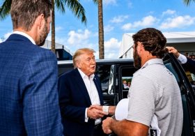 Trump Fires Up Presidents Cup Crowd After Dramatic Air Force One Flyover