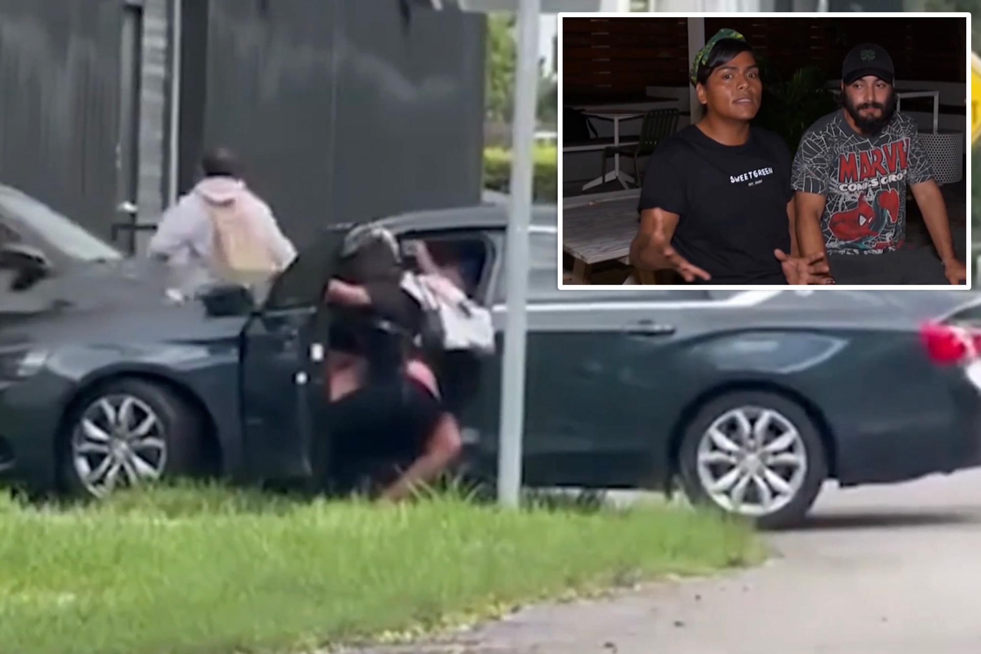 Florida couple attacked, pepper-sprayed and dragged by car after they’re accused of walking in the road elyz rodriguez davin lopez say 142128153