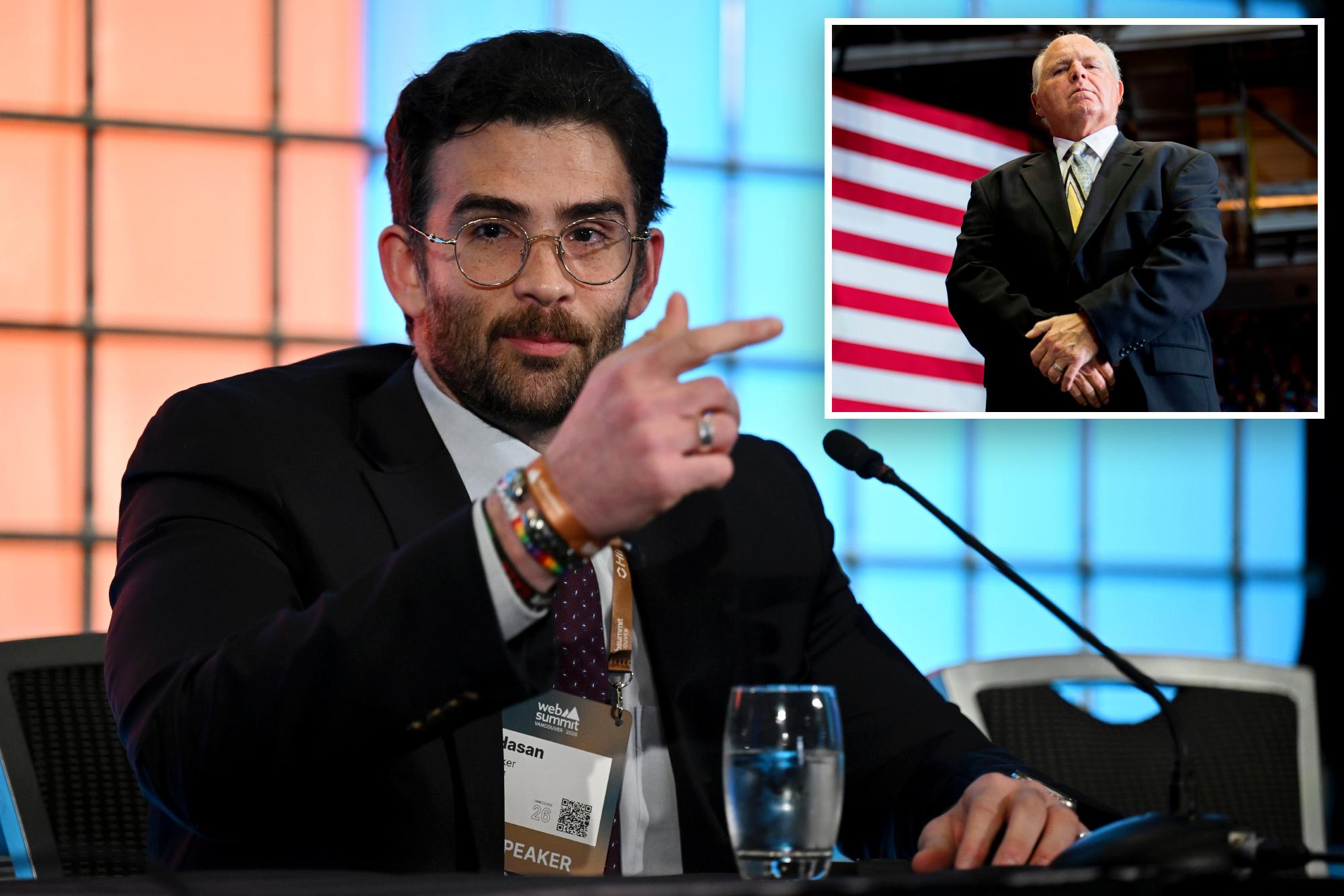 Delusional Hasan Piker compares himself to Rush Limbaugh — as he blames ‘hysterical’ Jews for legitimizing antisemitism hasan piker rush limbaugh comp