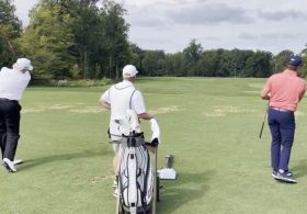 President Trump Practices His Swing with Golf Star Bryson DeChambeau