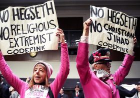 Leftist protester disrupts ‘climate week’ event by ranting against US military