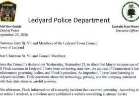 Ledyard Police Chief Recommends Town Cease Use Of Flock Safety Cameras After Security Breach And Transparency Failures