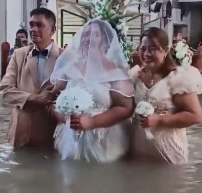 Here Comes the Bride – In Water Nearly Up to Her Waist