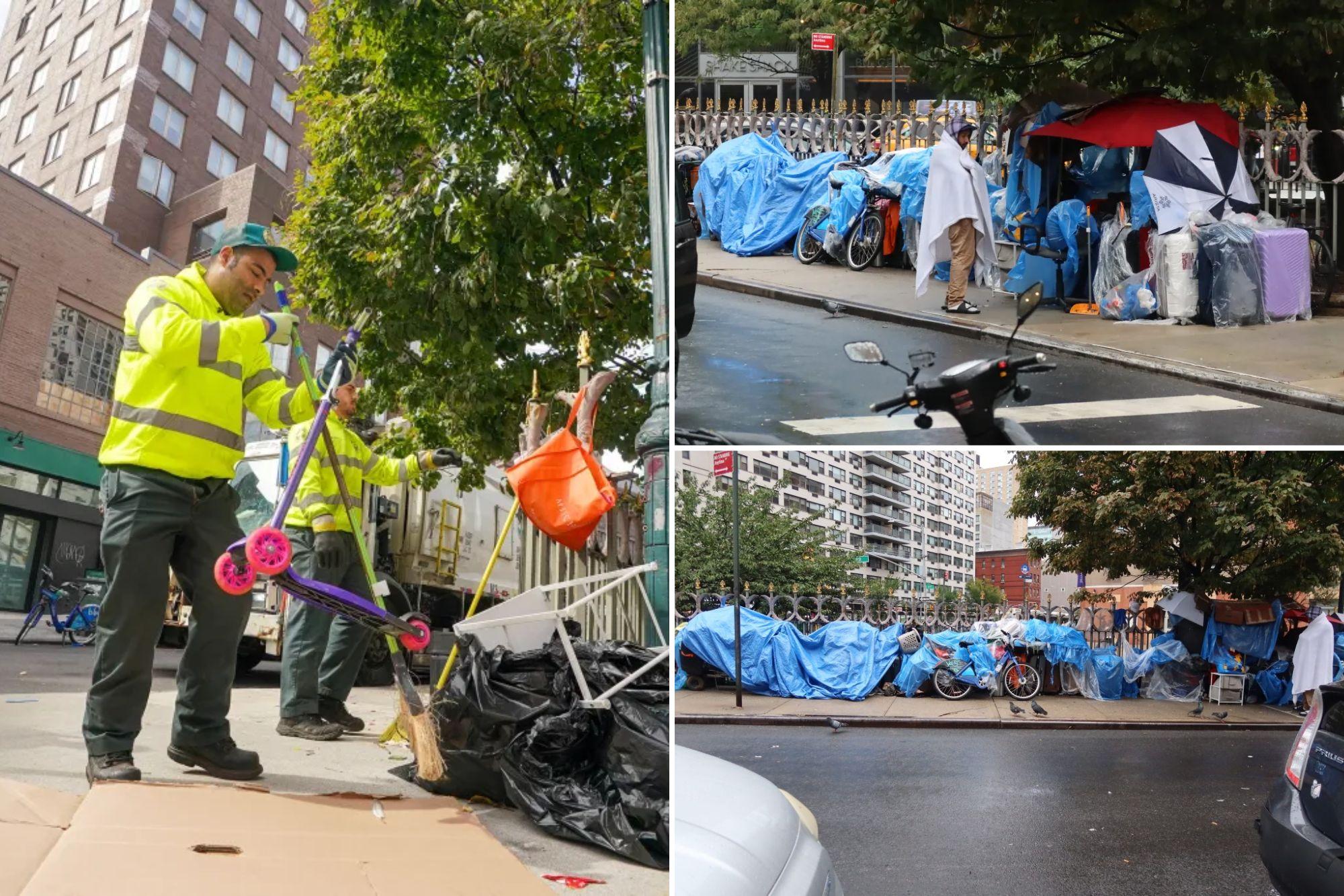 NYC clears homeless encampment next to NYU dorms — so vagrants set up new camp 100 yards away newspress collage cmpnaohxi 1790183171746