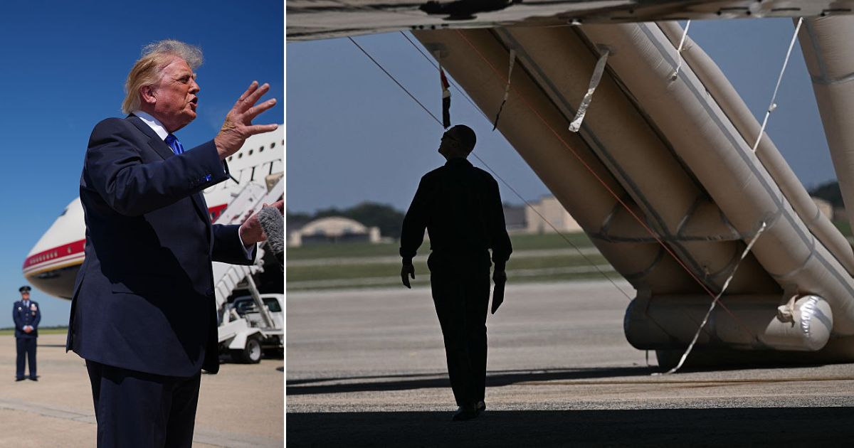 Air Force One Emergency Slide Deploys, Causing Moment of Confusion on Tarmac one slide