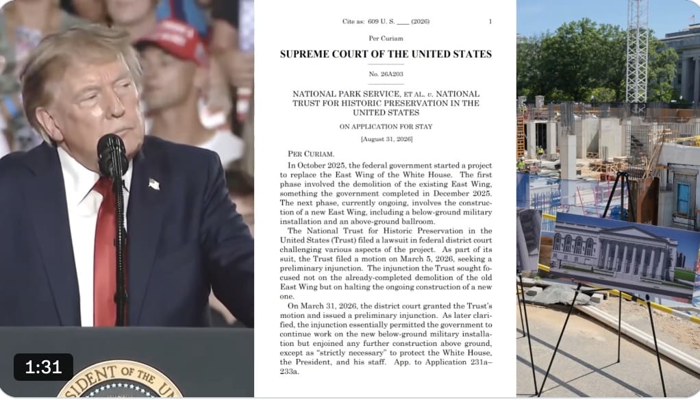 5–4 Supreme Court Victory for Trump: SCOTUS Allows White House Ballroom to Continue Despite Turncoat Roberts Siding With The Left-Wing Justices wh ballroom