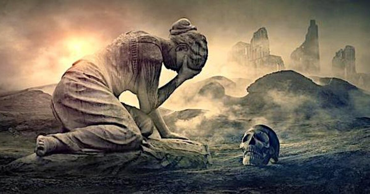 ‘Days of Noah’: Watch Catholic cardinal warn today’s culture reminds him of Sodom and Gomorrah woman crying destruction pain emotion despair pillars pixabay 1200x630 1