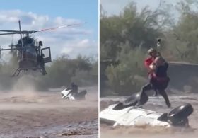 Arizona sheriff’s helicopter crew rescues man stranded atop overturned truck in rapidly rising floodwaters