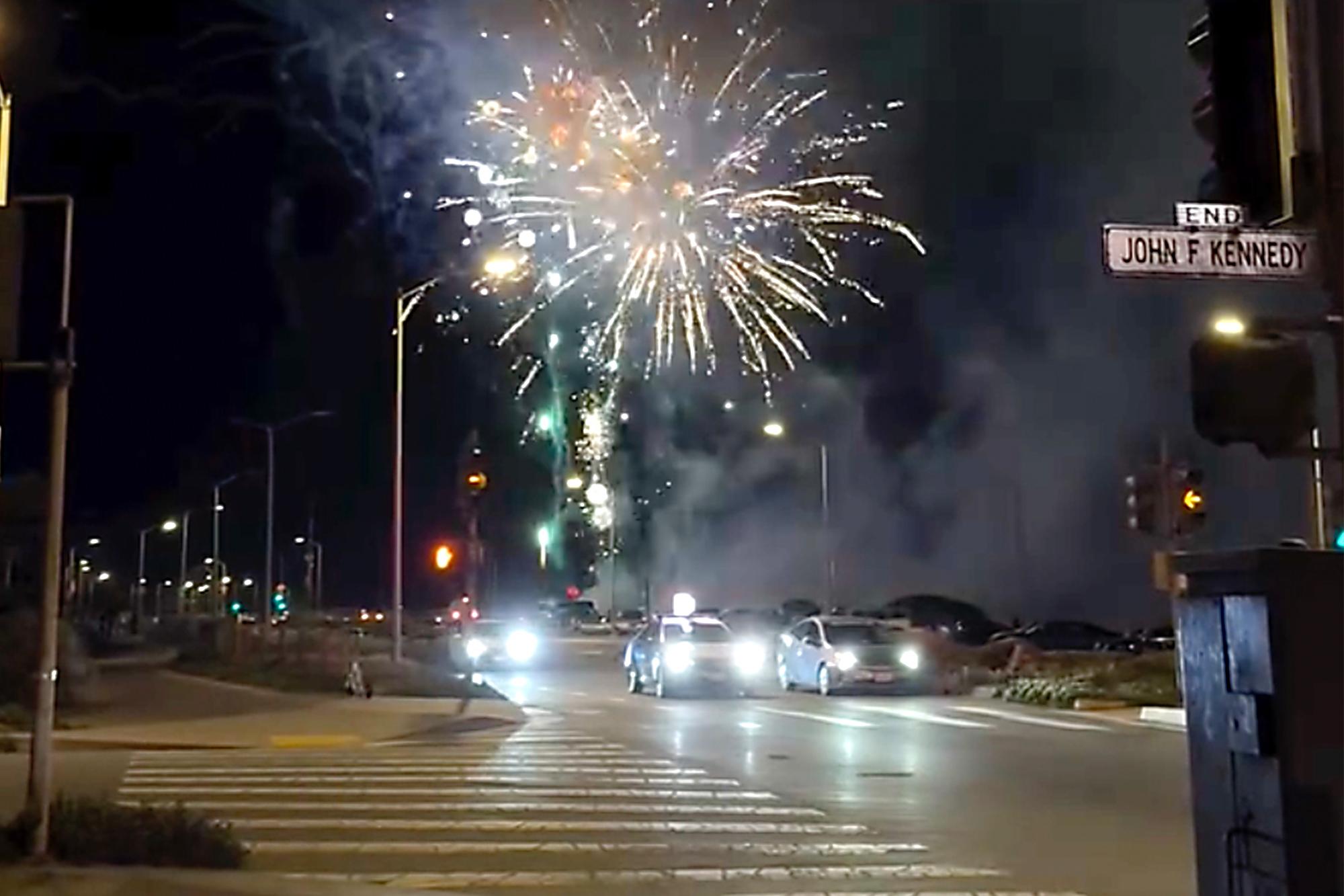 San Francisco jolted awake as massive pile of illegal fireworks ignited on beach 143886498