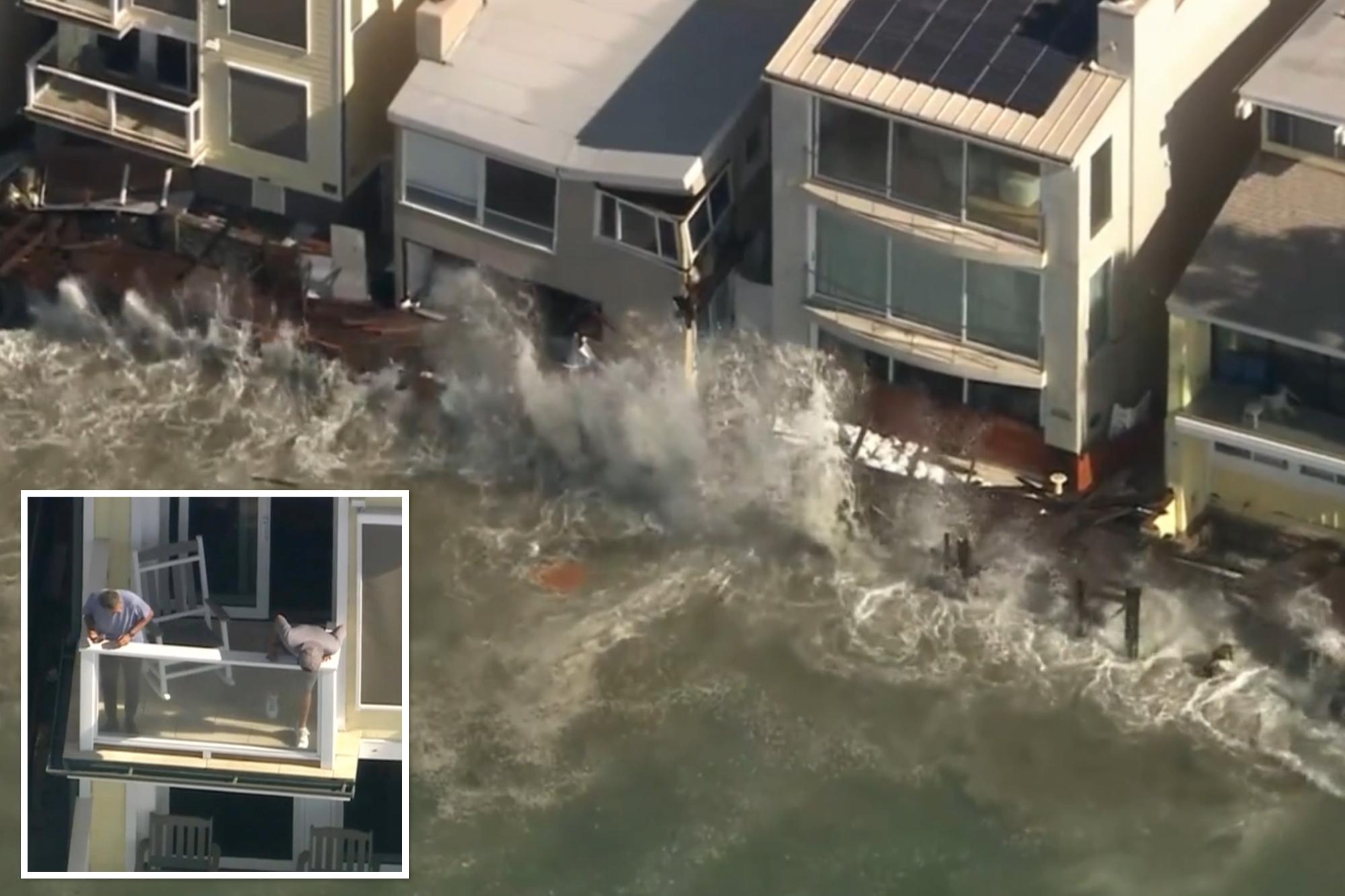 Beachfront home on brink of collapse as tropical storm batters Southern California 144395246