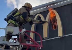 Dramatic moment SoCal McDonald’s bursts into flames as smoke pours from restaurant’s indoor playground