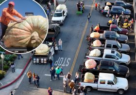 Halloween goes to the extreme as Super Bowl of pumpkin growers hits California beach town – see the giant that won