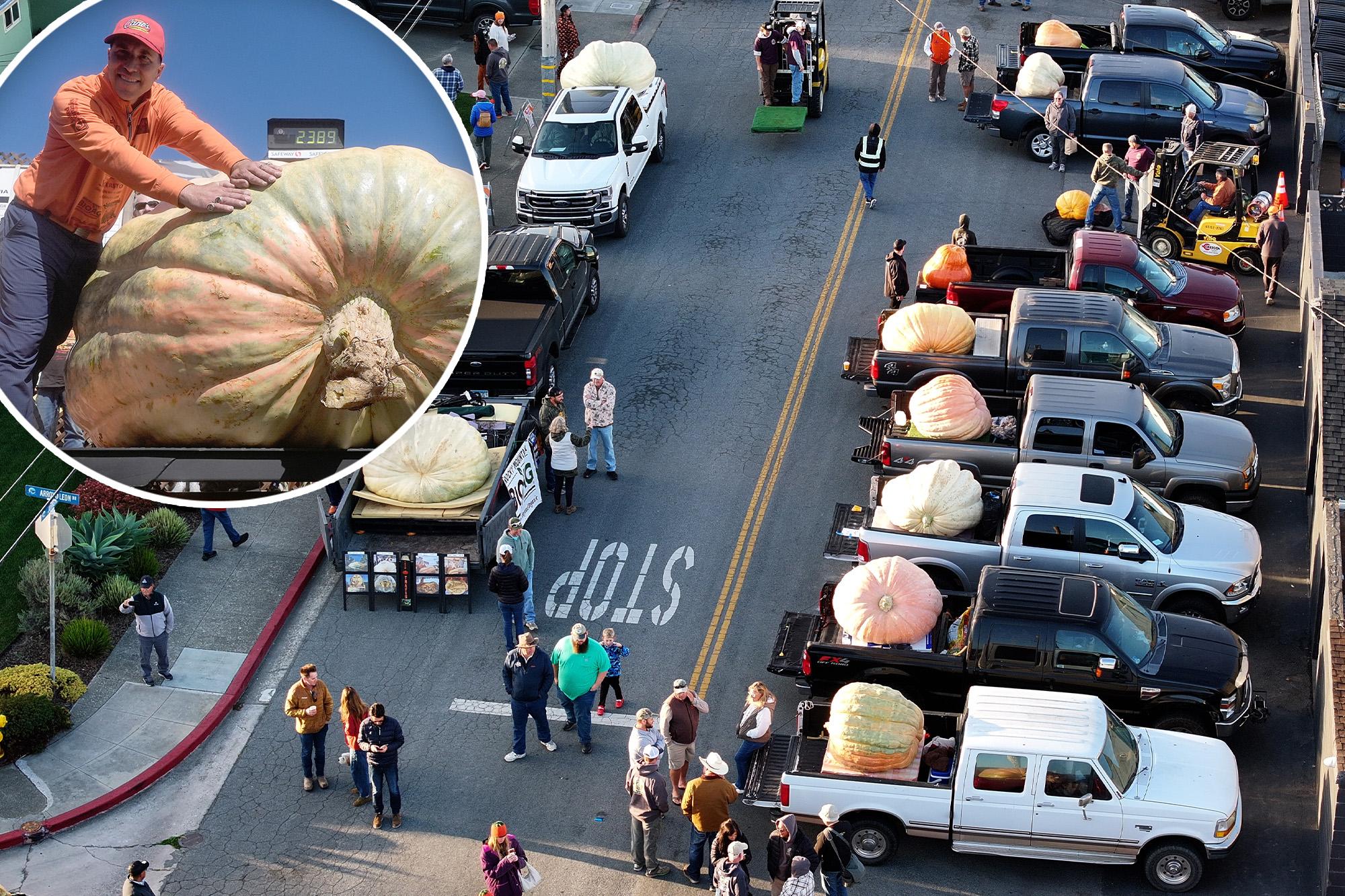 Halloween goes to the extreme as Super Bowl of pumpkin growers hits California beach town – see the giant that won 144793388