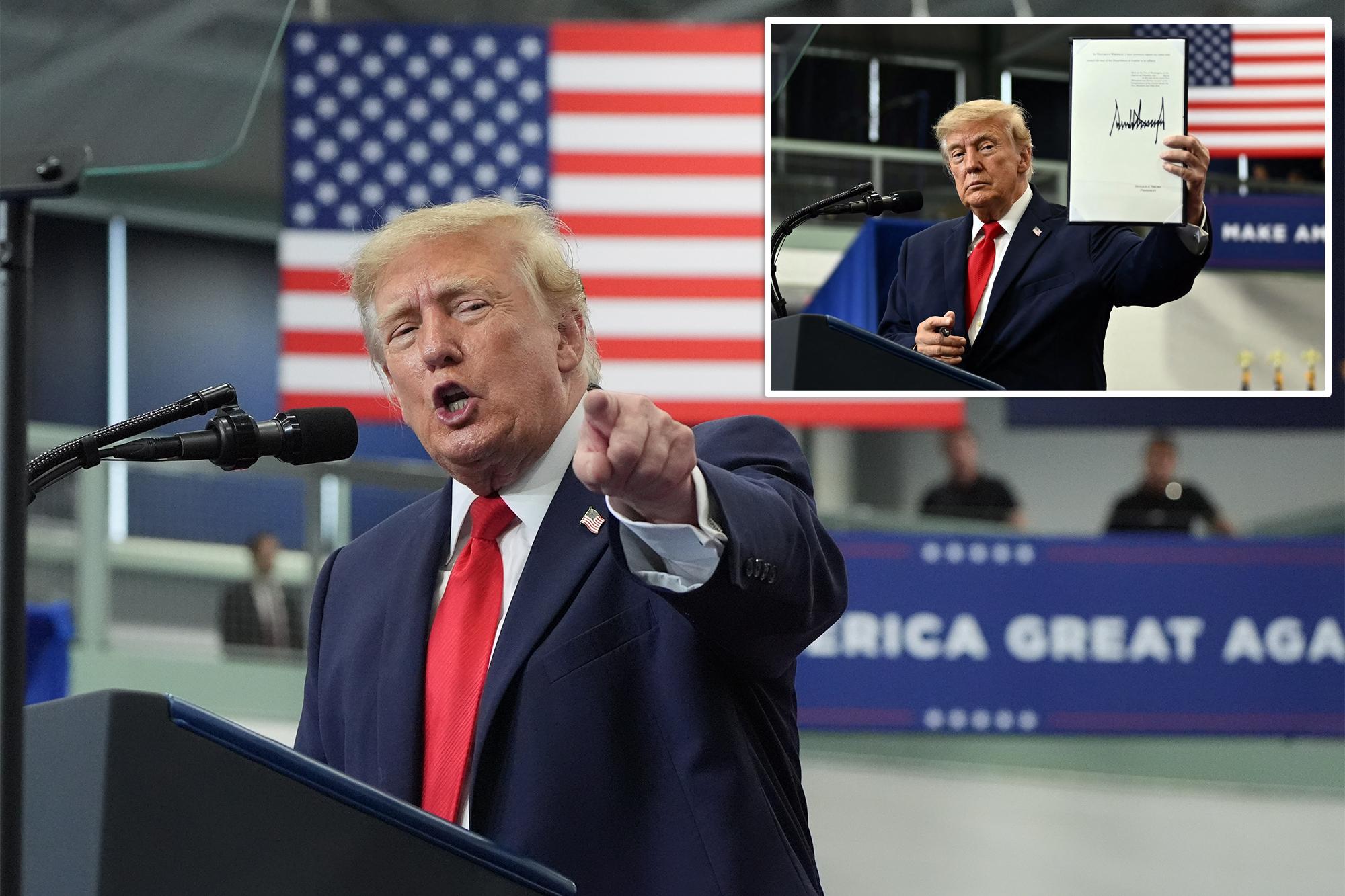 Trump pardons diesel mechanics ‘wrongfully charged’ during Biden admin at Alaska rally 144948922