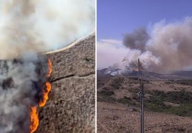 Wildfire races through SoCal as structures threatened by wind-fueled blaze