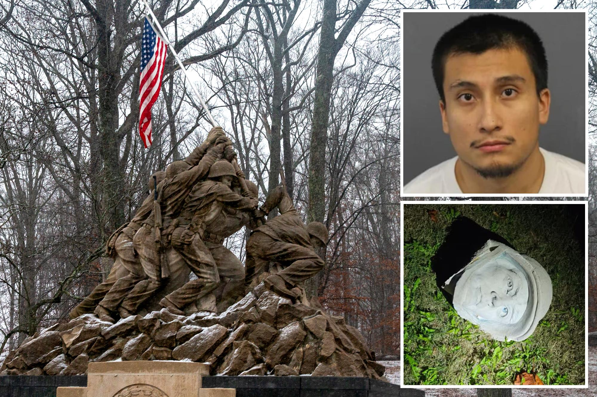 Vandal who beheaded Iwo Jima monument revealed as illegal alien let in US by Obama, Biden 146202181