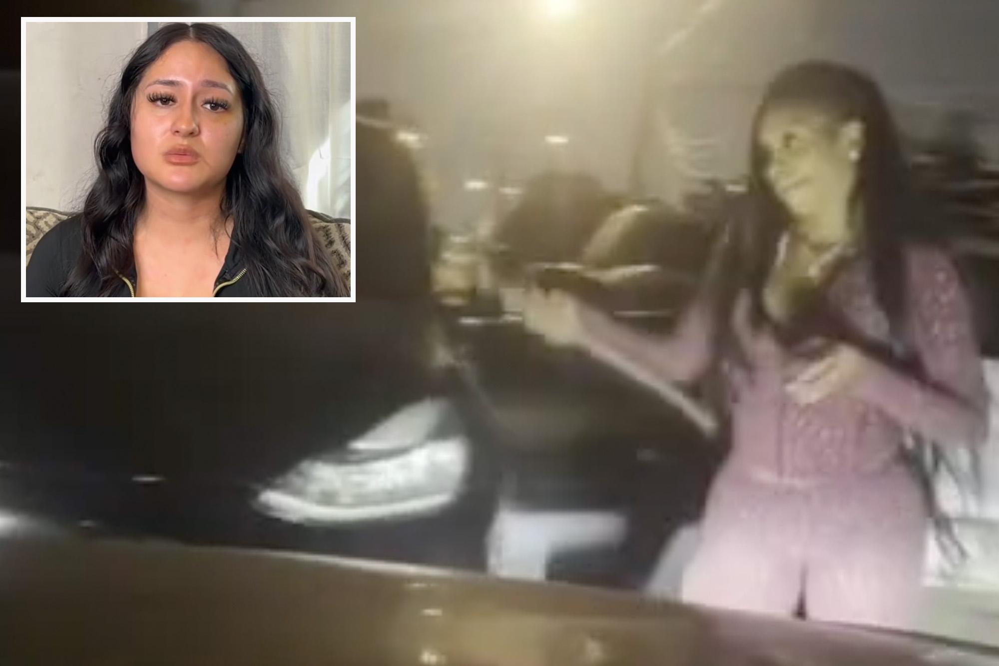 Deranged LA road-rage driver smashes woman’s car with crowbar, beats and bites her in savage attack caught on video 146243928