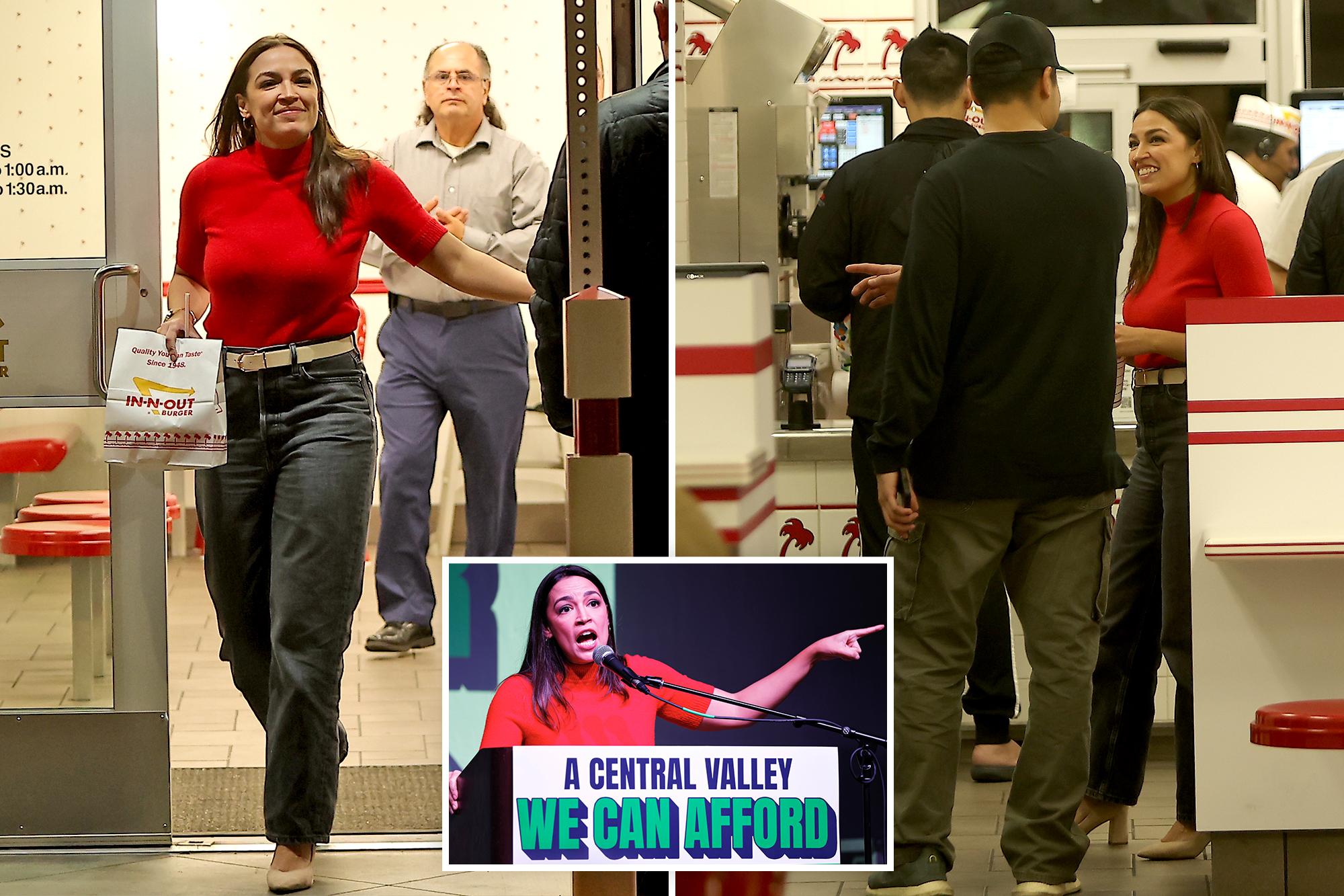AOC stops by In-N-Out burger during California campaign trip 146309297