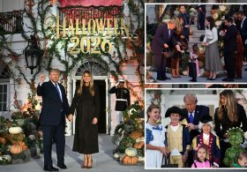 Trump and Melania surprise trick-or-treaters with Air Force One flyover at White House Halloween celebration