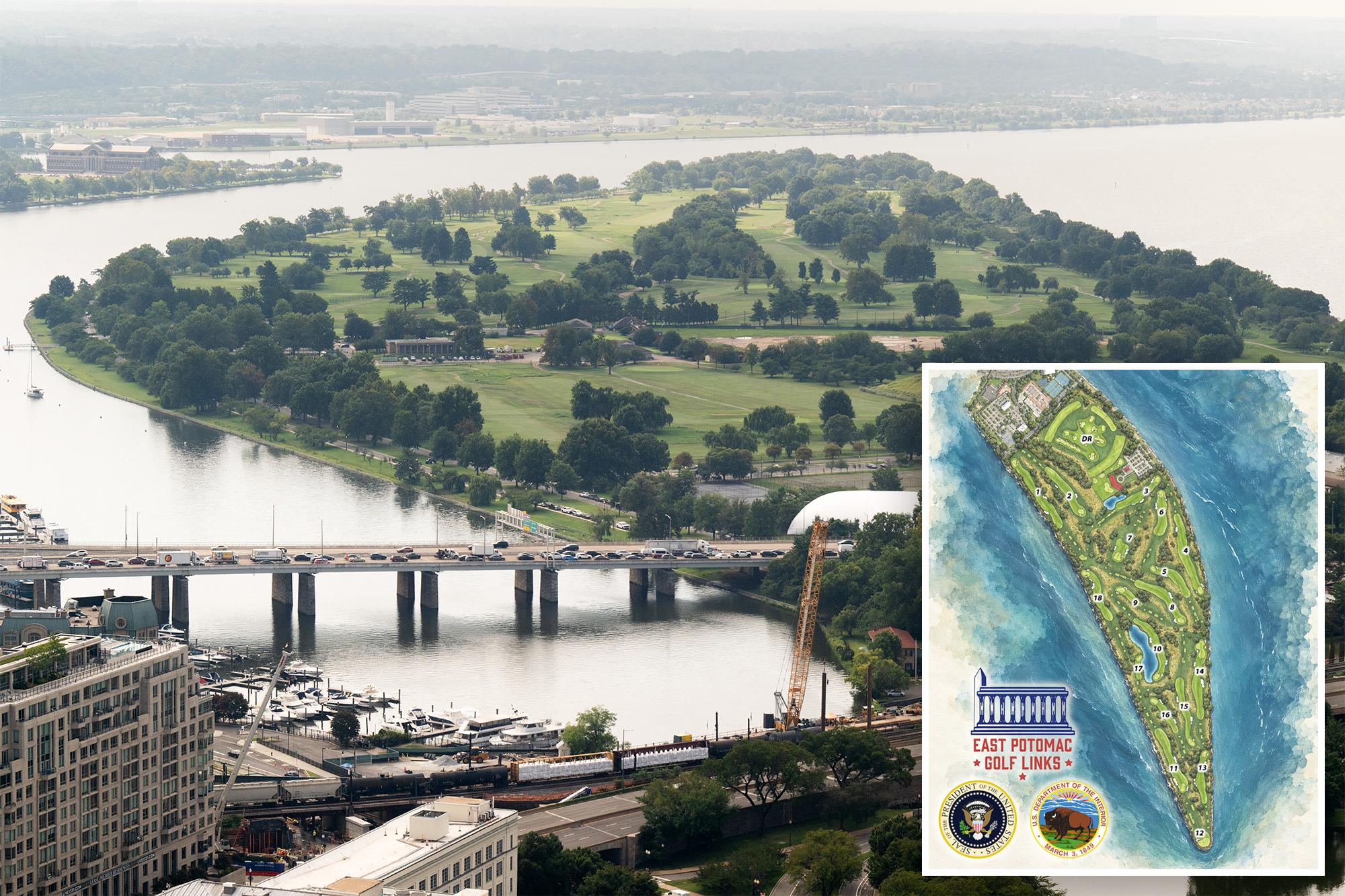 Trump unveils 15-month plan to rennovate historic DC golf course 2026 extended halt tree cutting 145603794