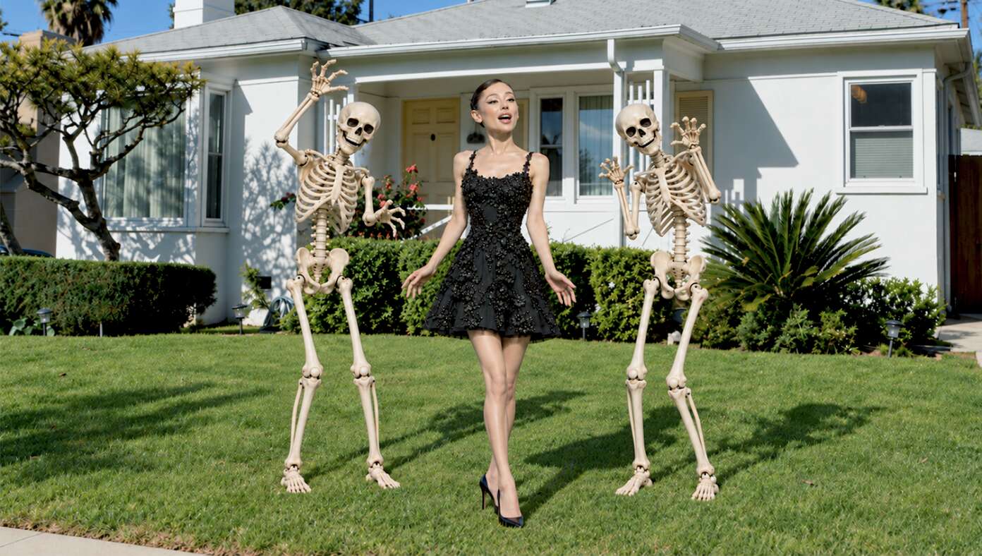 Ariana Grande Lands Seasonal Gig As Halloween Lawn Skeleton 6ac56830726b0