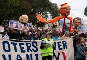 Thousands of No Kings protests held for nationwide early voting ‘day of action’