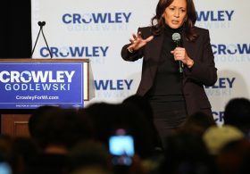 Kamala Harris urges Wisconsin women to ‘turn anger into action’ at Crowley rally