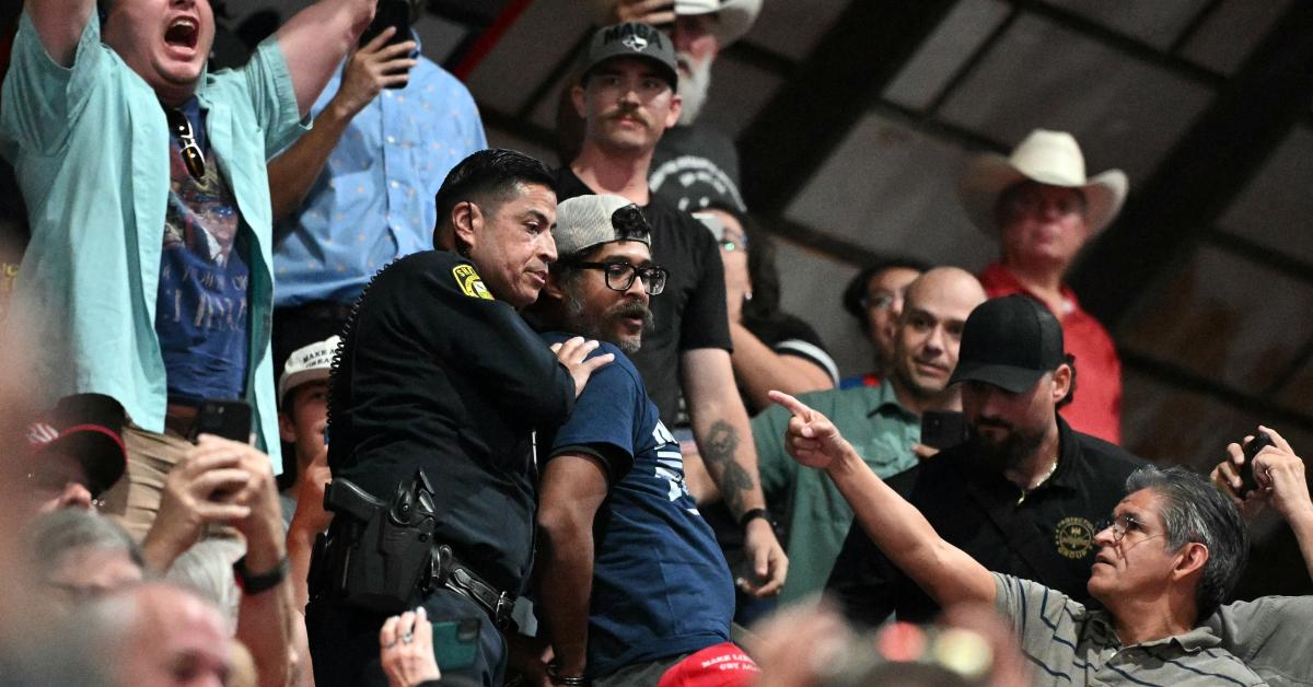 Multiple protesters disrupt Trump rally in San Antonio GettyImages 2298496632