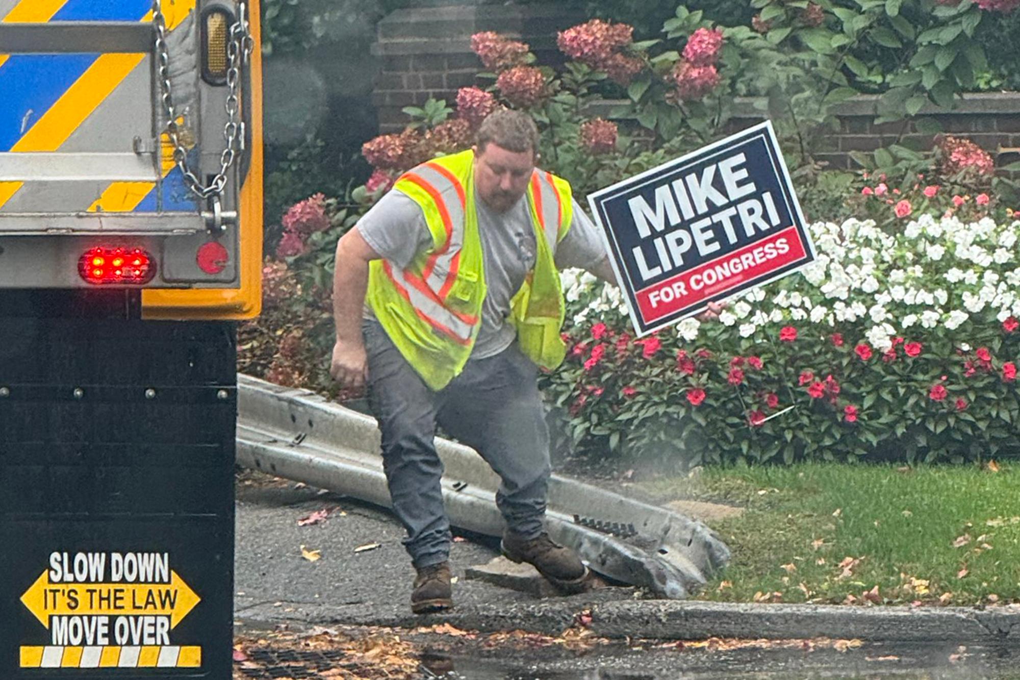 NYS worker caught on video removing GOP lawn sign — but officials say he followed the law HP Image
