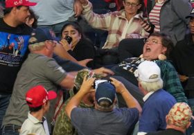 MAGA Goons Assault Female Protester at Campaign Rally in Ohio; Trump Ridicules Her
