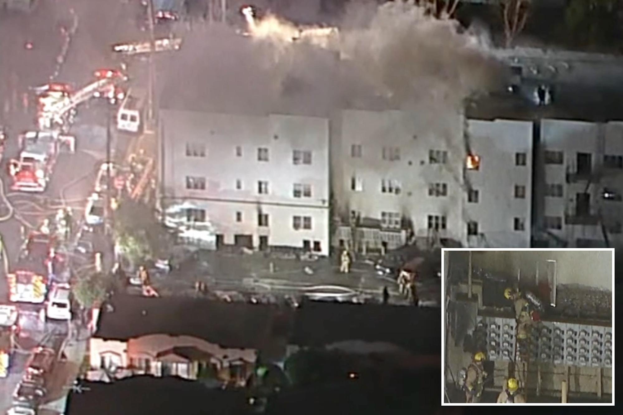 Huge fire breaks out at Los Angeles apartment complex as mass evacuations underway Screenshot 2026 10 15 at 144421