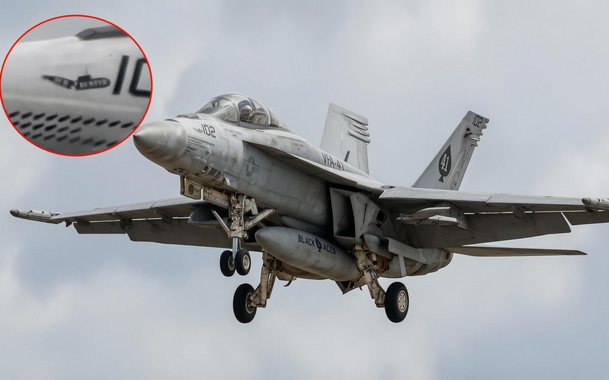 Navy F/A-18F Returns From Iran Sporting Mysterious ‘Sub Buster’ Marking a15