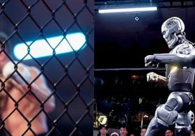 Human Battles Humanoid Robots in Wild Viral Cage Fight