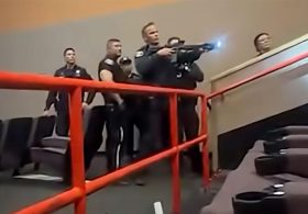 Wild moment armed cops storm California movie theater