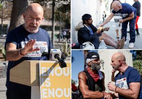 California’s homeless problem laid bare as Steve Hilton campaigns at notorious crime-filled park