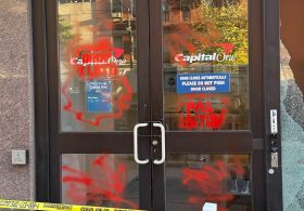 Window of UES bank smashed, facade marred with red graffiti in possible hate crime: cops