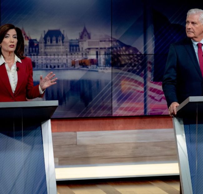 Kathy Hochul Stumbles in Debate Opening Statement and Republican Opponent Bruce Blakeman Pounces