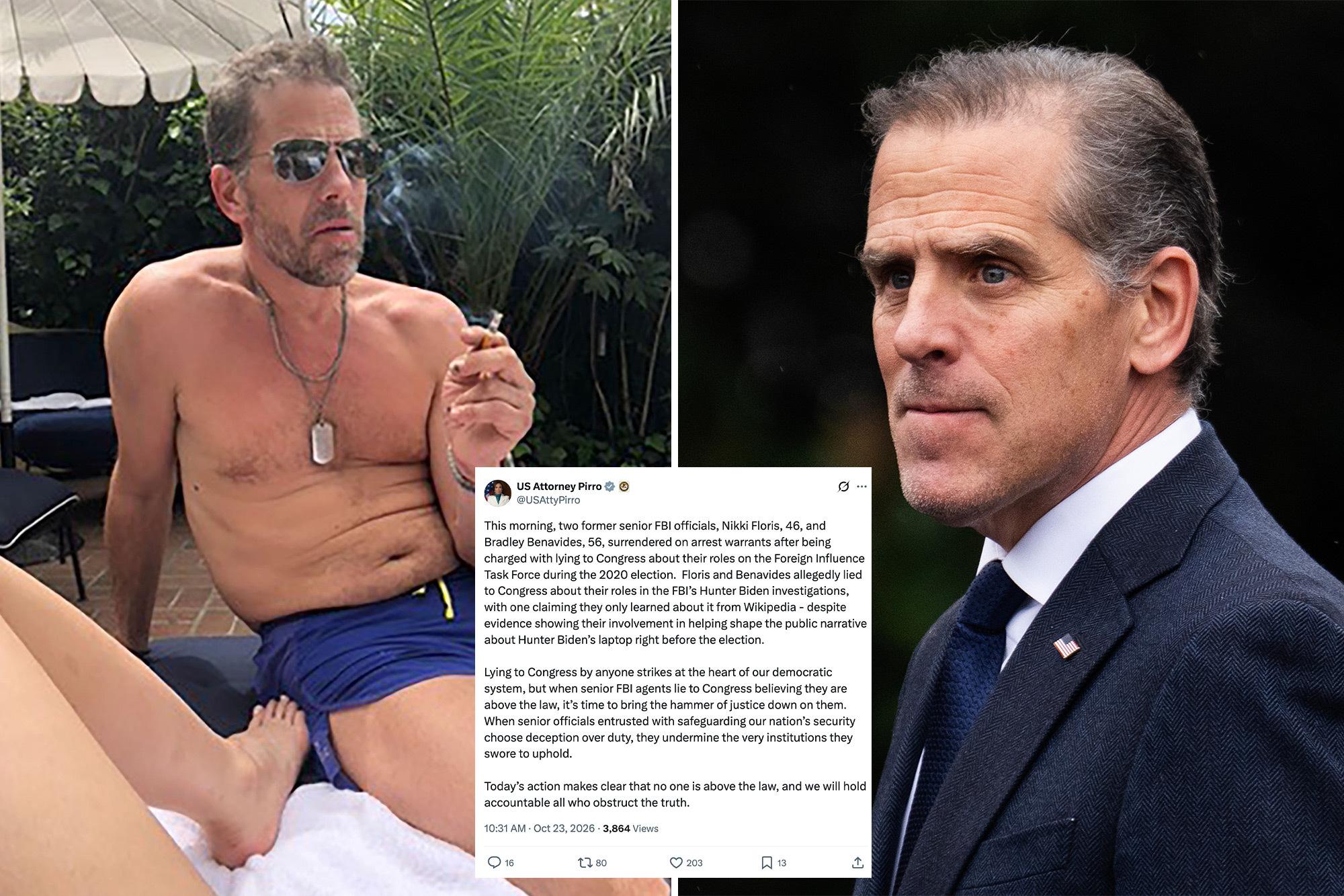 FBI officials who covered up Hunter Biden laptop charged for lying to Congress hunter comp1