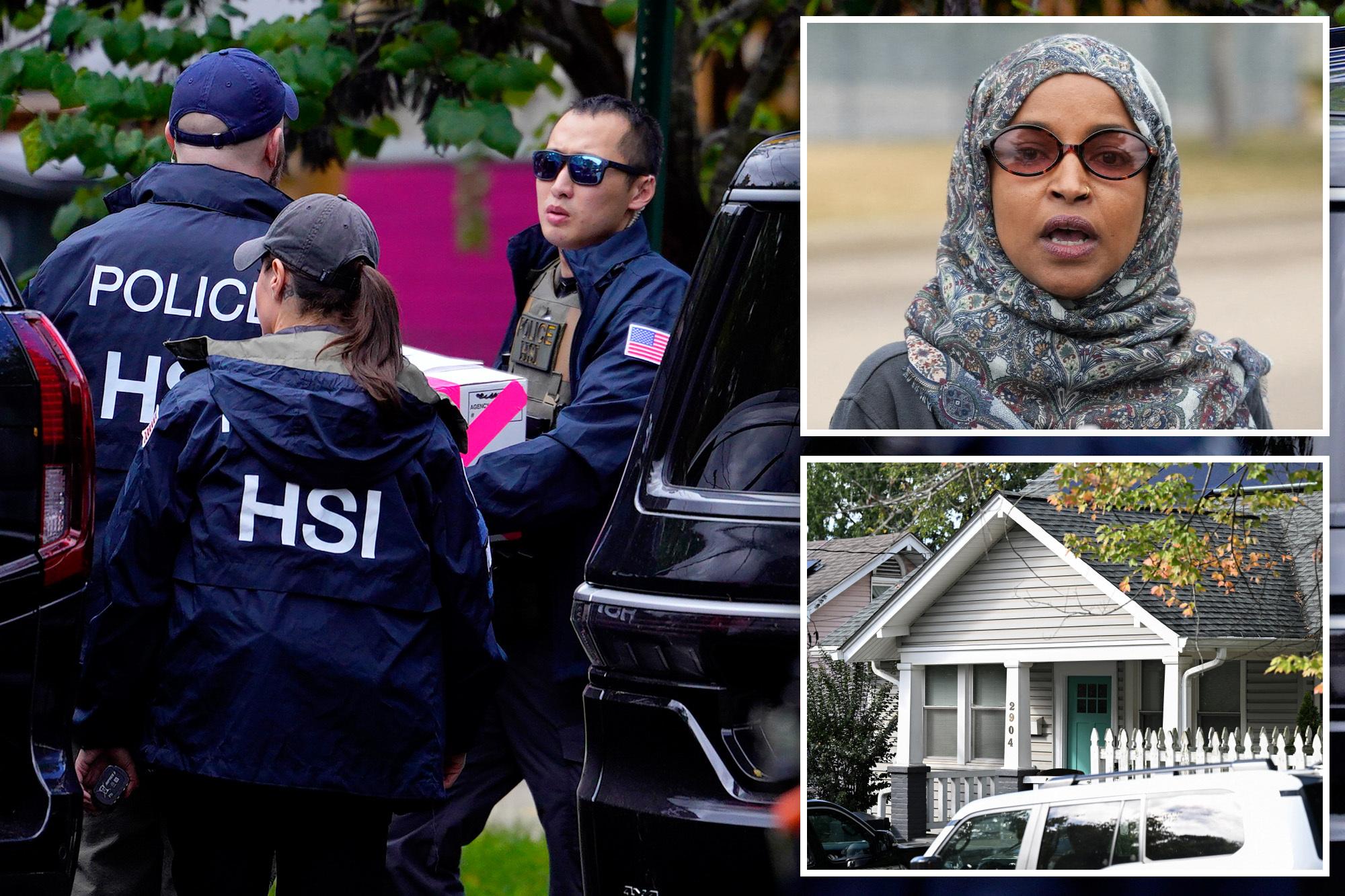 Ilhan Omar responds to raid on DC home with five-word warning to Trump ilhan omar hsi home raid comp 045eb5