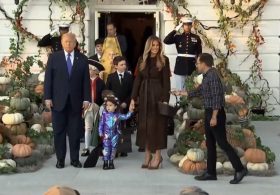 President Trump and First Lady Melania Welcome Trick-Or-Treaters at White House Halloween Event