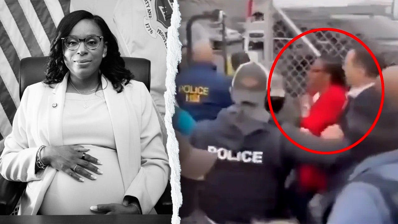 Progressive lawmaker's baby bump photo sparks online firestorm as she faces prison time: 'Disgusting' mciver pregnanr delaney hall protesting split