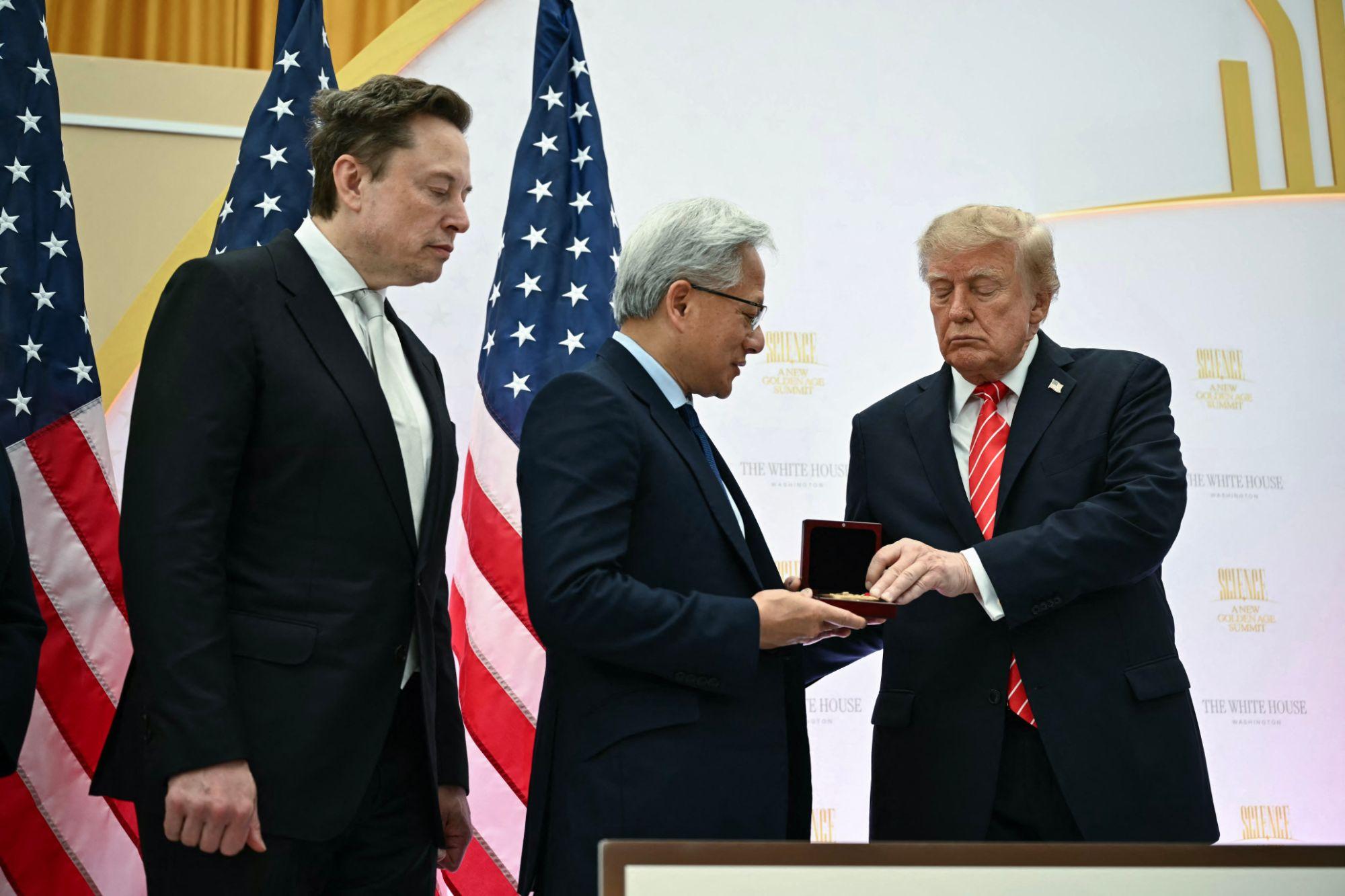 Trump unveils $2.4B in pledges from tech giants including Nvidia, OpenAI; doubles down on ‘super intelligence’ moniker newspress collage garpketim 1791486699762