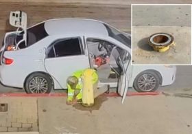 LA thieves targeting fire hydrants as suspect caught on video trying to pry sidewalk spout loose