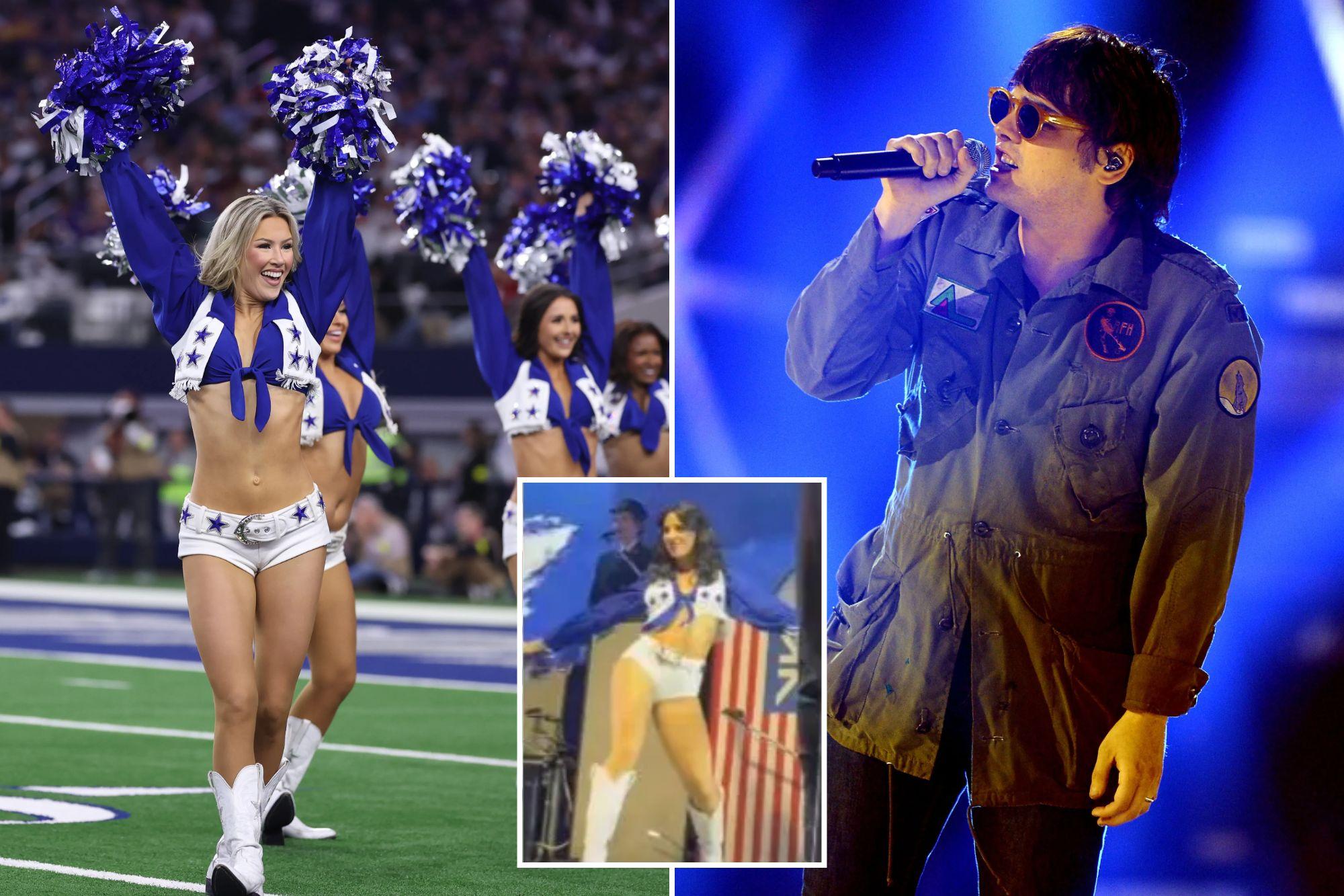 Dallas Cowboys Cheerleaders slap My Chemical Romance with legal papers after shootout stunt during Hollywood Bowl concert newspress collage oycsg611k 1792805695667