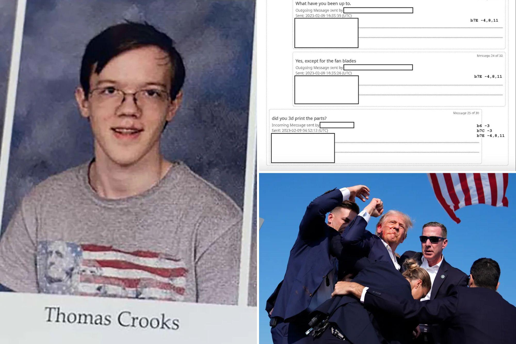 Would-be Trump assassin Thomas Crooks texted mystery persons about his 3D printer and ‘gifts’ ri3iwozj 1790979408691
