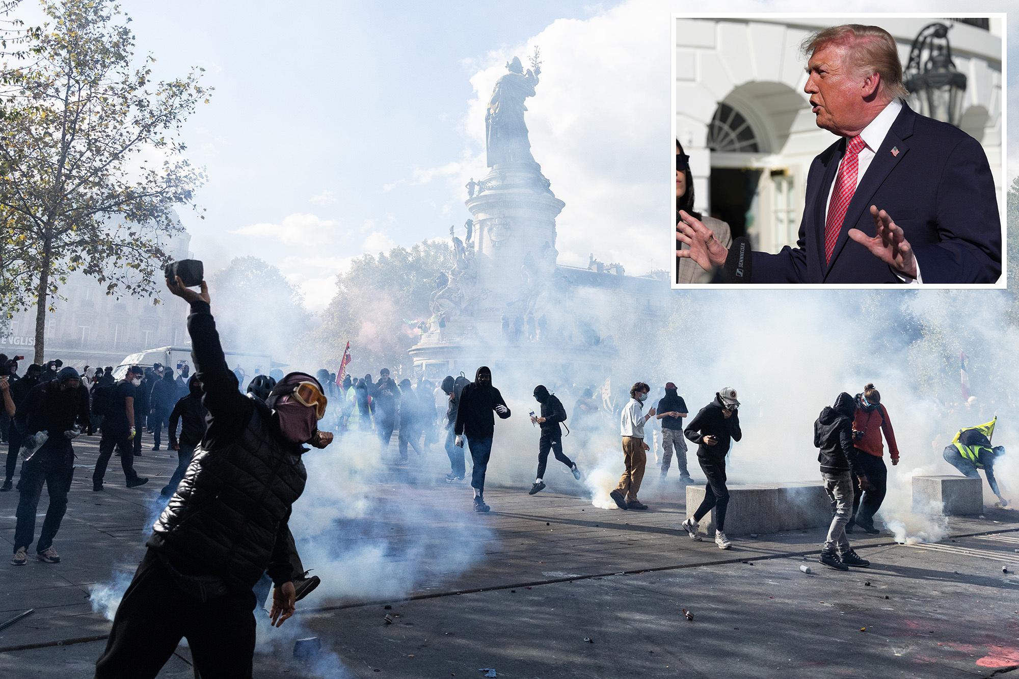 Trump predicts Paris is going to be a ‘Muslim City very soon’ as riots, looting rage in France trump paris comp